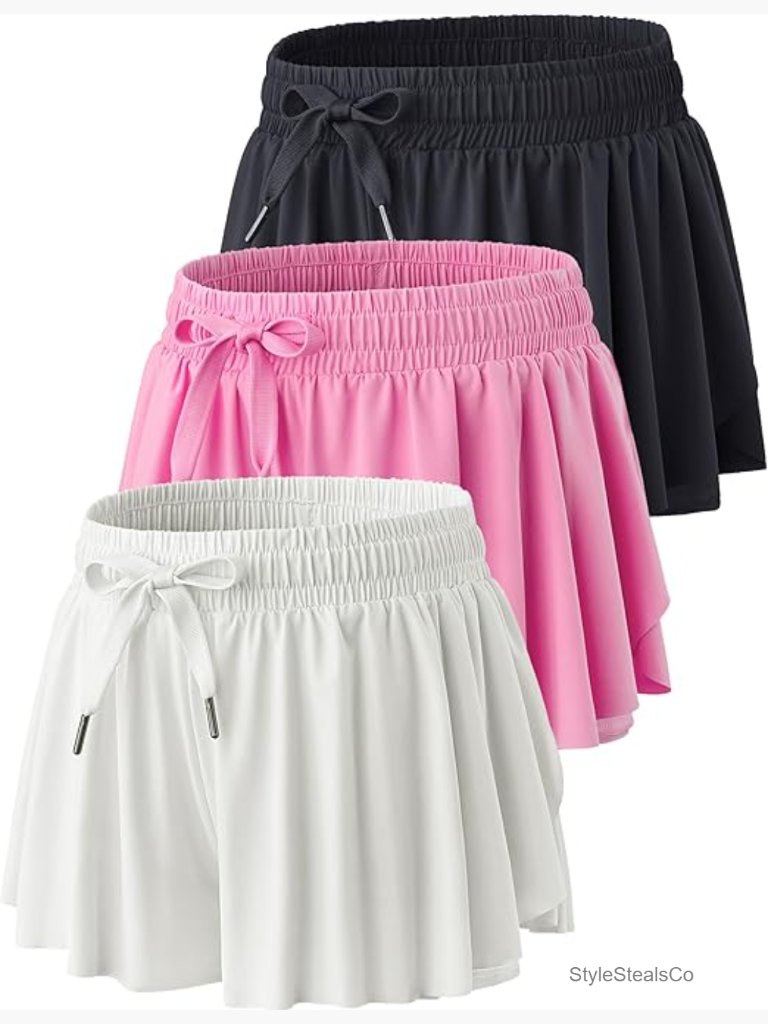 2-In-1 Flowy Athletic Shorts With Built-In Liner, 3 Pack
